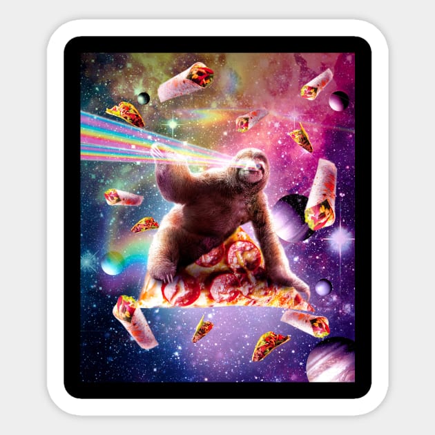 Space Pizza Sloth - Rainbow Laser Sticker by Random Galaxy